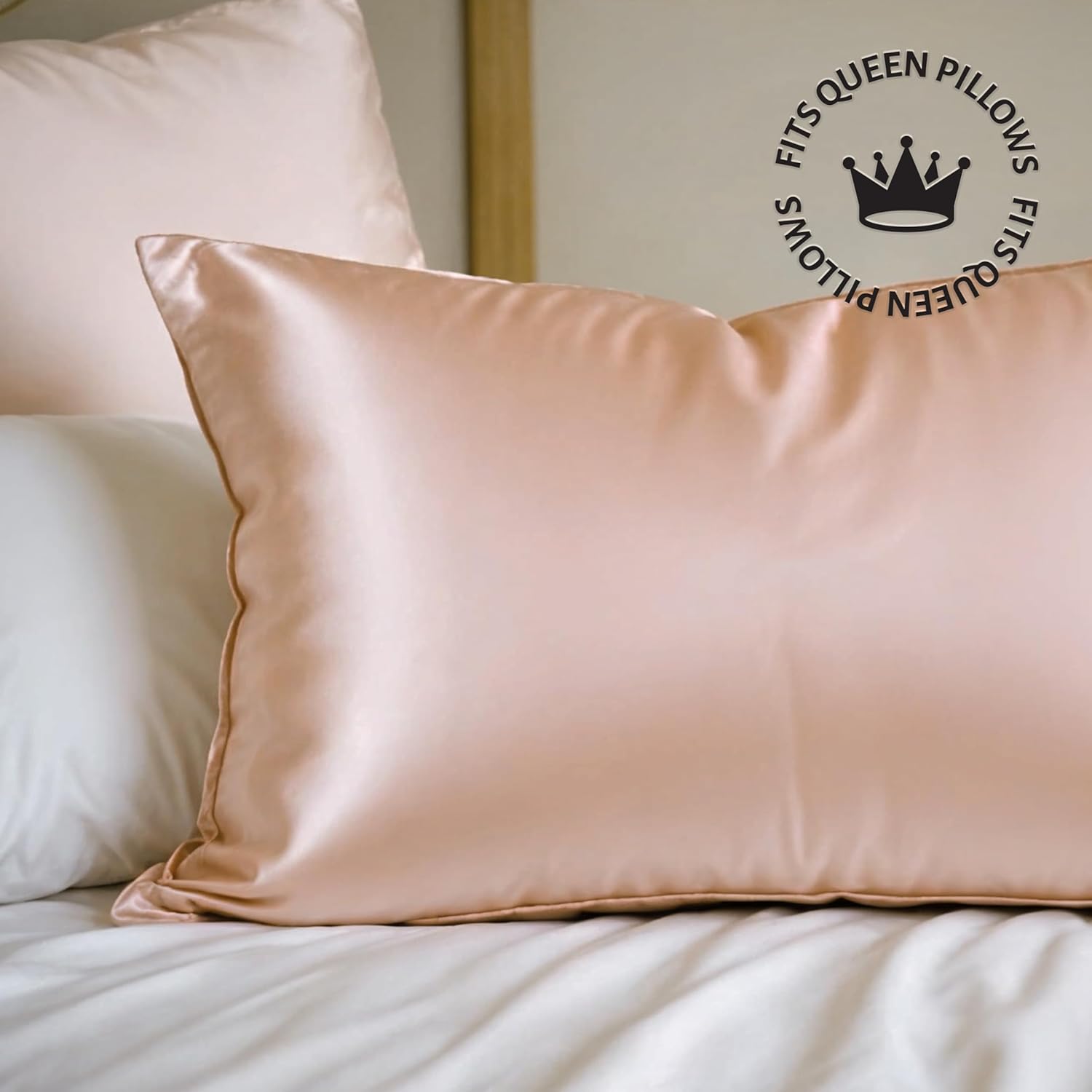 Market Fresh Beauty Mulberry Silk Pillowcase Gift Set, Eye Mask, Pillowcase, and Scrunchie for Gentle Sleep Reducing Breakage, Tangles, Creases, and Wrinkles - Queen Size - Pink
