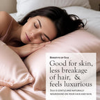 Market Fresh Beauty Mulberry Silk Pillowcase Gift Set, Eye Mask, Pillowcase, and Scrunchie for Gentle Sleep Reducing Breakage, Tangles, Creases, and Wrinkles - Queen Size - Pink