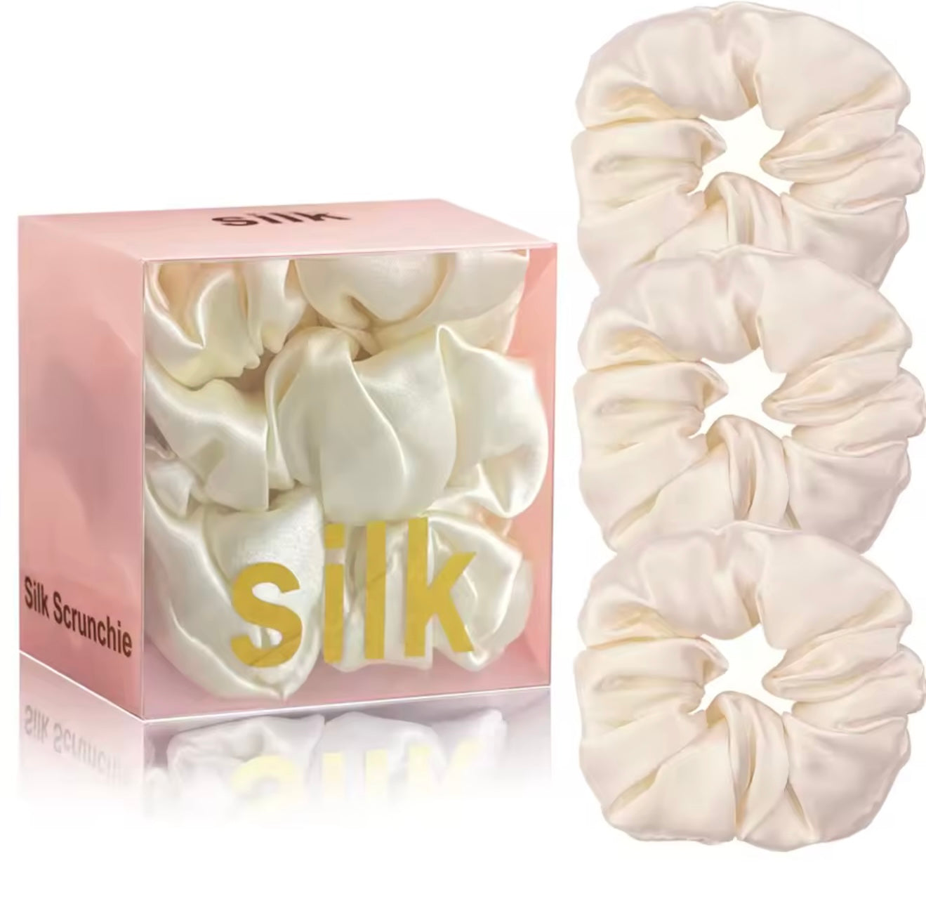 Mulberry silk scrunchies white