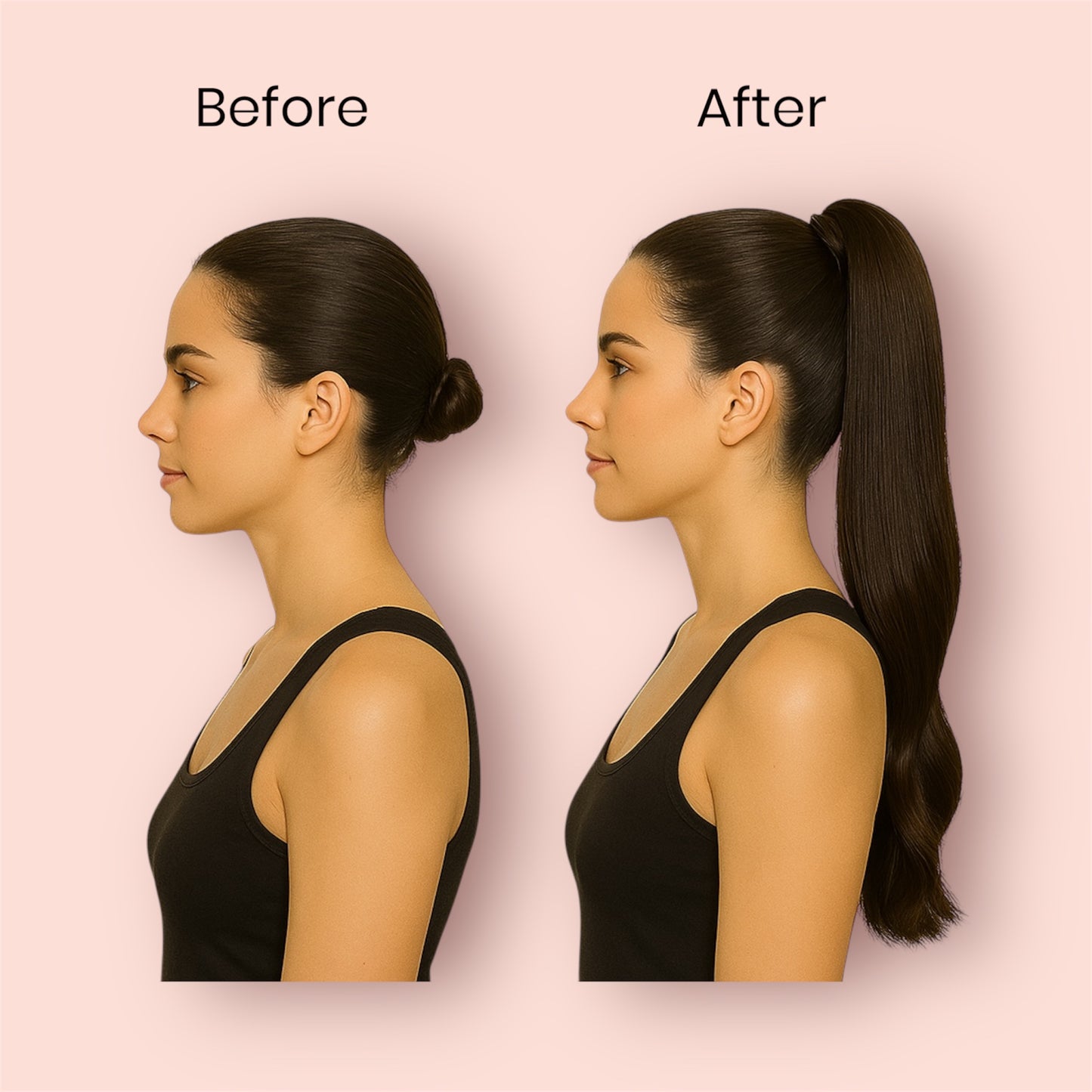 Ponytail Clip In Darkest Brown #1B
