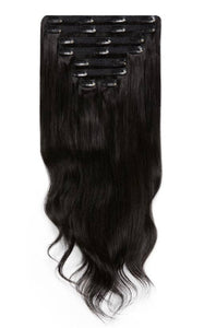 Clip In Extensions Dark Brown #1B - Hairluxx&Co