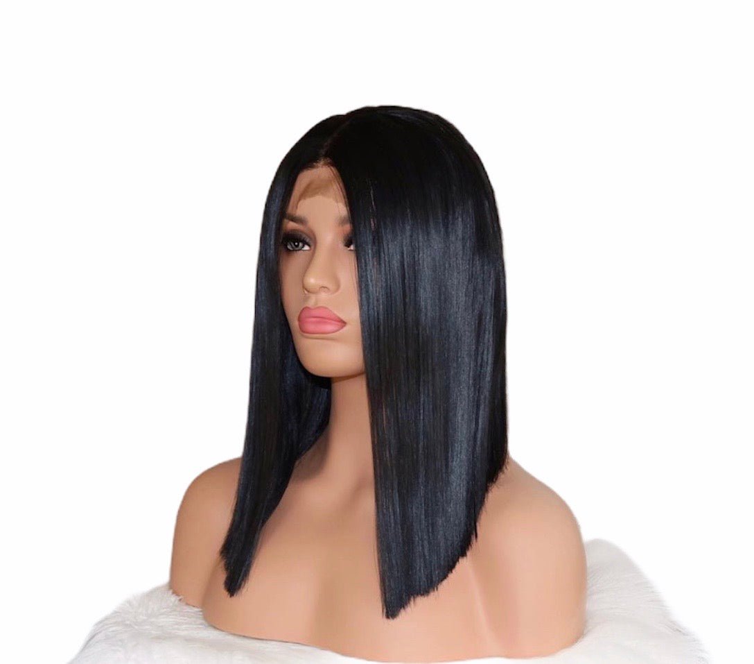 Frontal Lace Wig Black Long Bob - Hairluxx&Co