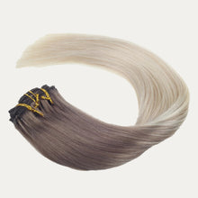 Load image into Gallery viewer, Clip In Extensions Cool Blonde Platinum Ombré #8/60
